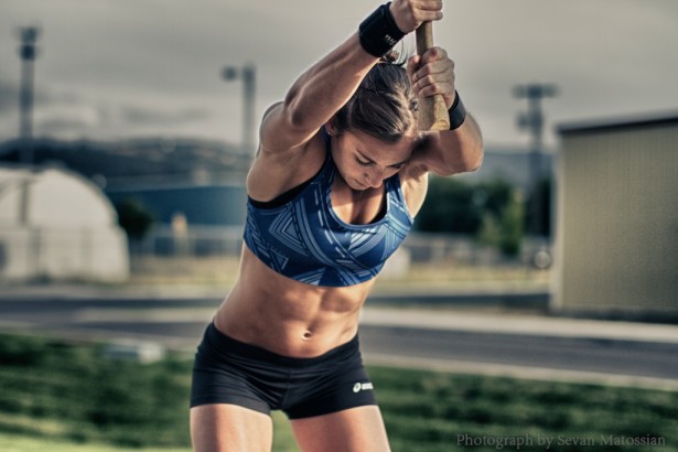 Erin Lavoie - World Champion - Lumberjack Competition --- notice that outward, full lower belly!